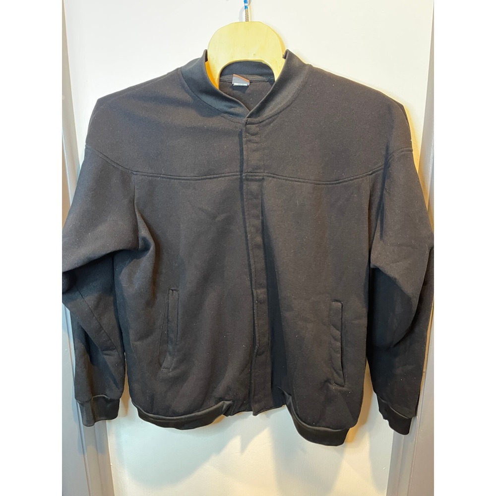 Comfort Casual Mens Black Fleece Lined Snap Front Bomber Jacket Plus Size 3X 32D